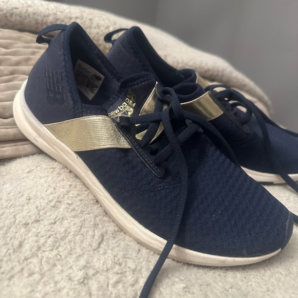 New Balance Navy Blue and Gold Women's Sneakers - Picture 2 of 3